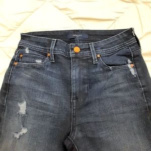 Fidelity Denim Sola Stacked Mid Rise Skinny Distressed Waist 26 Dark Blue